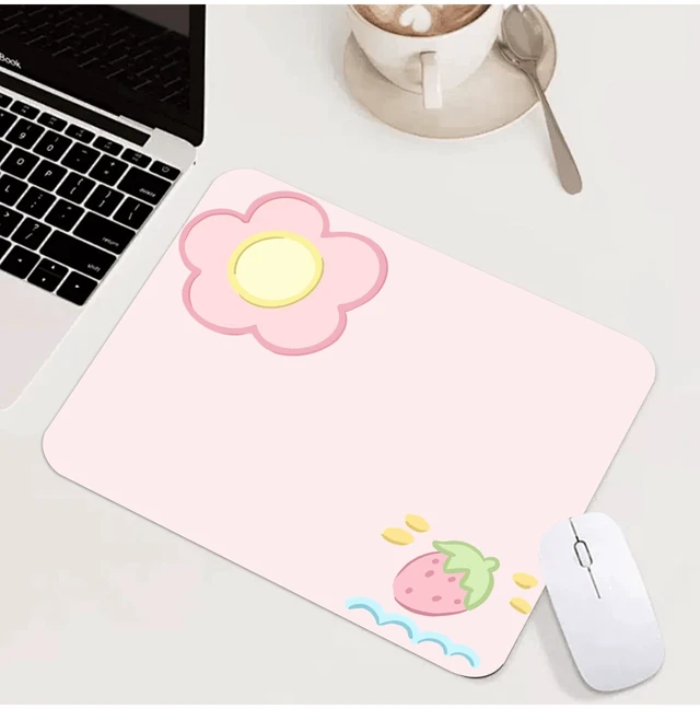 Main image of Bks Pink Strawberry Square Mouse Pad, Cute Compact Desktop Wireless Mouse Pad, Edged Non-Slip PU Material Gaming Mouse Pad, Suitable For Computer Laptop Home Office Decor