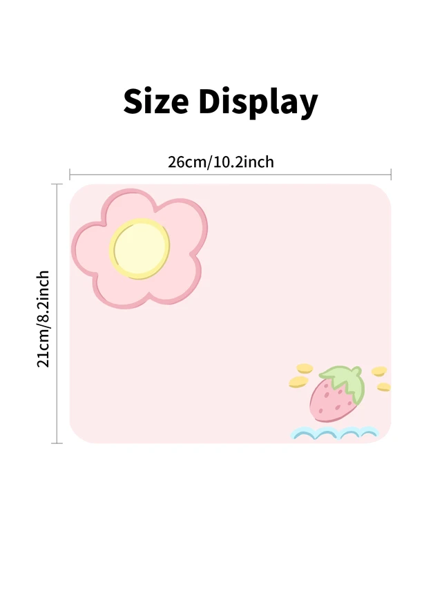 Alt view image 6 of 7 - Bks Pink Strawberry Square Mouse Pad, Cute Compact Desktop Wireless Mouse Pad, Edged Non-Slip PU Material Gaming Mouse Pad, Suitable For Computer Laptop Home Office Decor