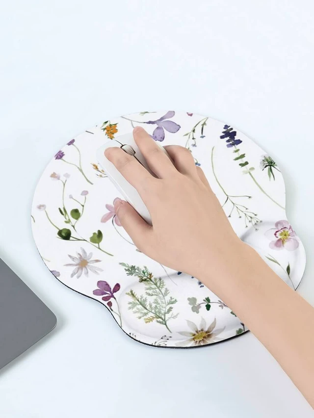 Alt view image 5 of 5 - Bks Floral Print Mouse Pad, Desk Mouse Pad, Non-Slip Rubber Base