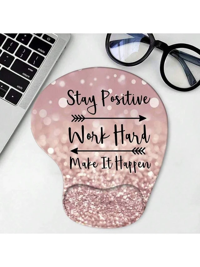 Alt view image 5 of 7 - Bks Pink Sand Glitter Mouse Pad With Wrist Rest, Ergonomic Support For Computer Laptop Office Home