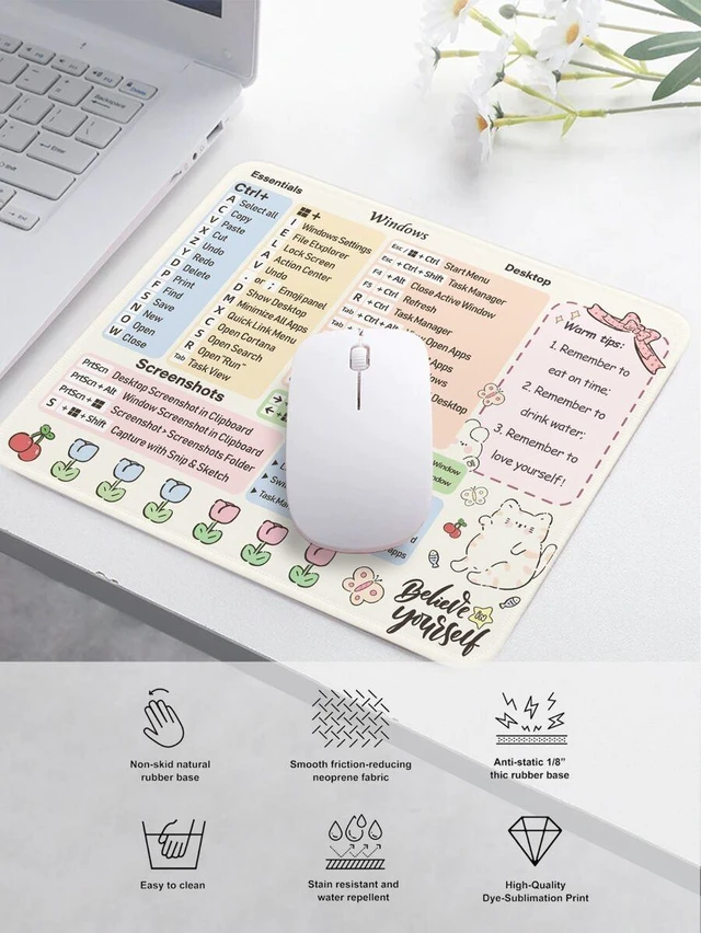 Alt view image 2 of 7 - Bks Thick Waterproof Mouse Pad with Windows Shortcut Keys Function One Size Multicolor pc