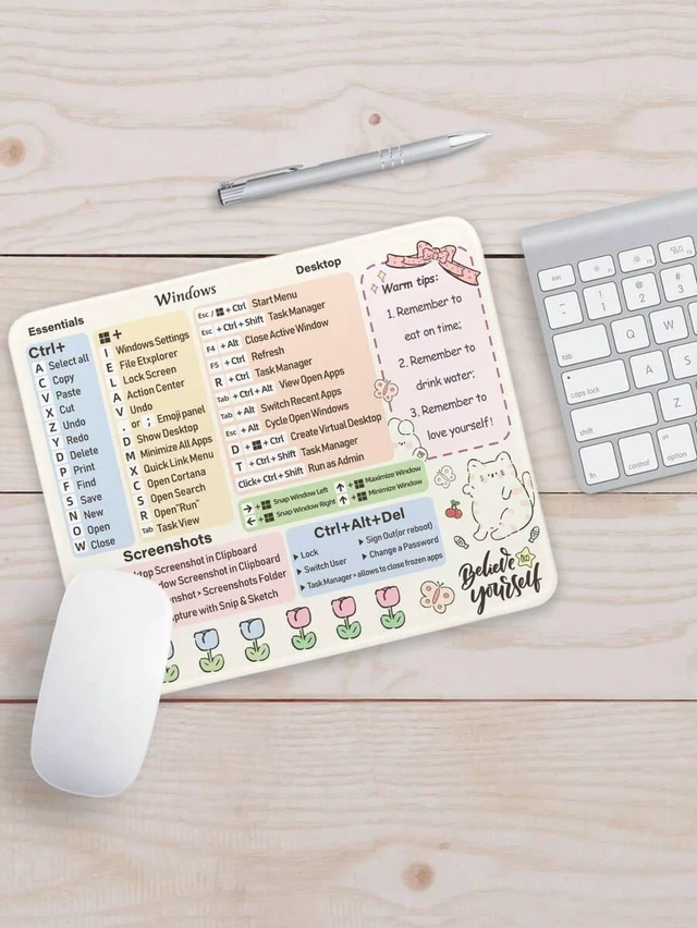 Alt view image 4 of 7 - Bks Thick Waterproof Mouse Pad with Windows Shortcut Keys Function One Size Multicolor pc