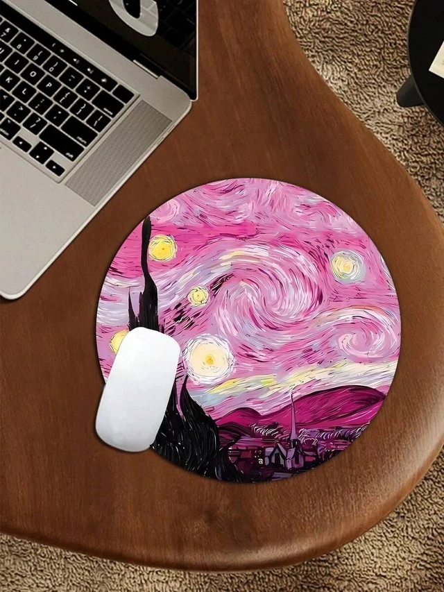 Main image of Bks Round Mouse Pad, High-Quality Texture Custom Thick Design, Lycra Fabric Washable Surface, Anti-Slip Rubber Base, Creative Personalized Wireless Mouse Pad For Computer