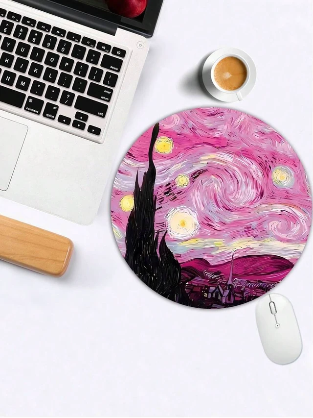 Alt view image 4 of 7 - Bks Round Mouse Pad, High-Quality Texture Custom Thick Design, Lycra Fabric Washable Surface, Anti-Slip Rubber Base, Creative Personalized Wireless Mouse Pad For Computer