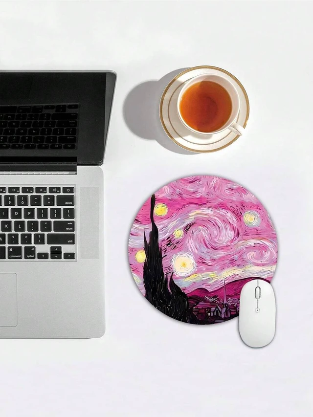 Alt view image 5 of 7 - Bks Round Mouse Pad, High-Quality Texture Custom Thick Design, Lycra Fabric Washable Surface, Anti-Slip Rubber Base, Creative Personalized Wireless Mouse Pad For Computer