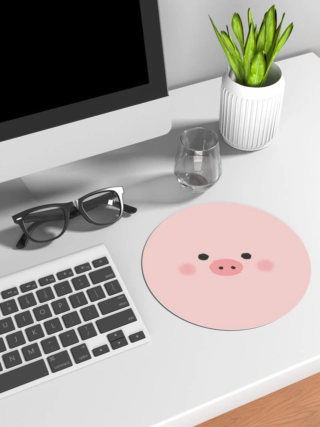 Main image of Bks Round Pig Print Mouse Pad One Size Multicolor Non-Slip Base pc