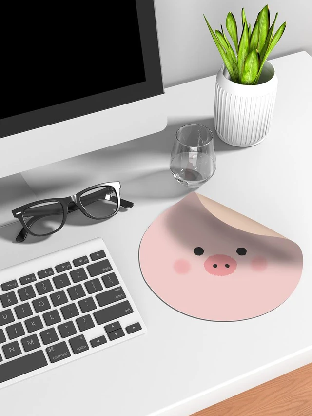 Alt view image 2 of 3 - Bks Round Pig Print Mouse Pad One Size Multicolor Non-Slip Base pc