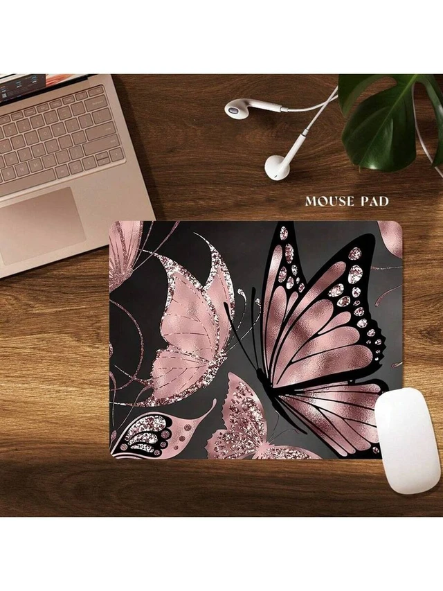 Alt view image 2 of 6 - Bks Small Square Mouse Pad, Non-Slip Rubber Base, Fun Design, Suitable For Desktop Wireless Computer Mouse, Office Laptop, Decoration, Cute Office Supplies, Gift For Women/Girls, 10.2"X8.3"X0.08"