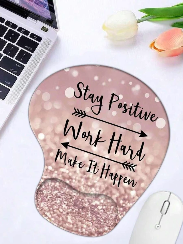 Main image of Bks Pink Sand Glitter Mouse Pad With Wrist Rest, Ergonomic Gel Support, Smooth Lycra Surface, Non-Slip Base For Computer Laptop Office