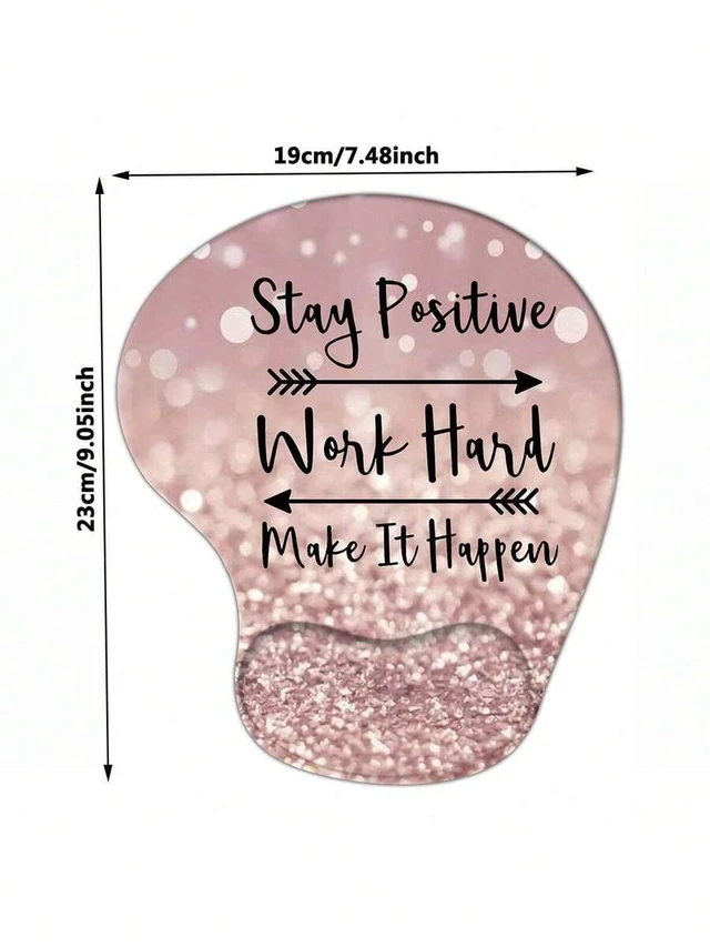 Alt view image 7 of 7 - Bks Pink Sand Glitter Mouse Pad With Wrist Rest, Ergonomic Gel Support, Smooth Lycra Surface, Non-Slip Base For Computer Laptop Office