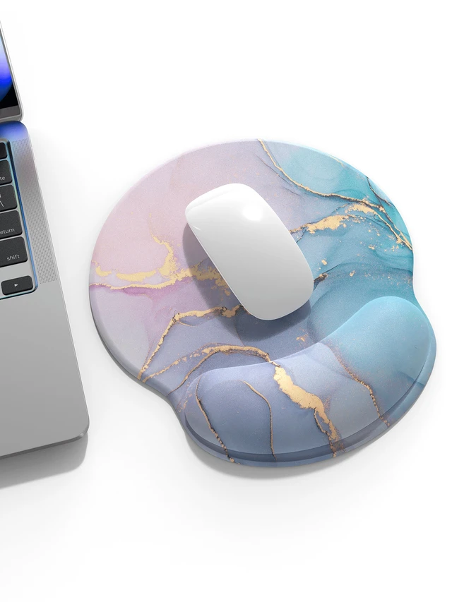 Alt view image 5 of 6 - Bks Marble Print Mouse Pad With Wrist Rest Ergonomic Comfort for Office Gaming