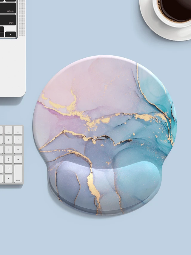 Alt view image 6 of 6 - Bks Marble Print Mouse Pad With Wrist Rest Ergonomic Comfort for Office Gaming