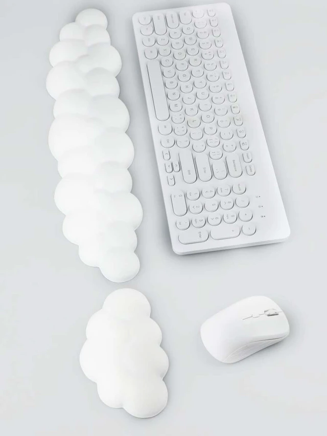 Alt view image 2 of 6 - Bks 2pcs Cloud Mouse Pad And Wrist Rest Set Non-skid Silicone Bottom Pu Surface For Office And Home Use