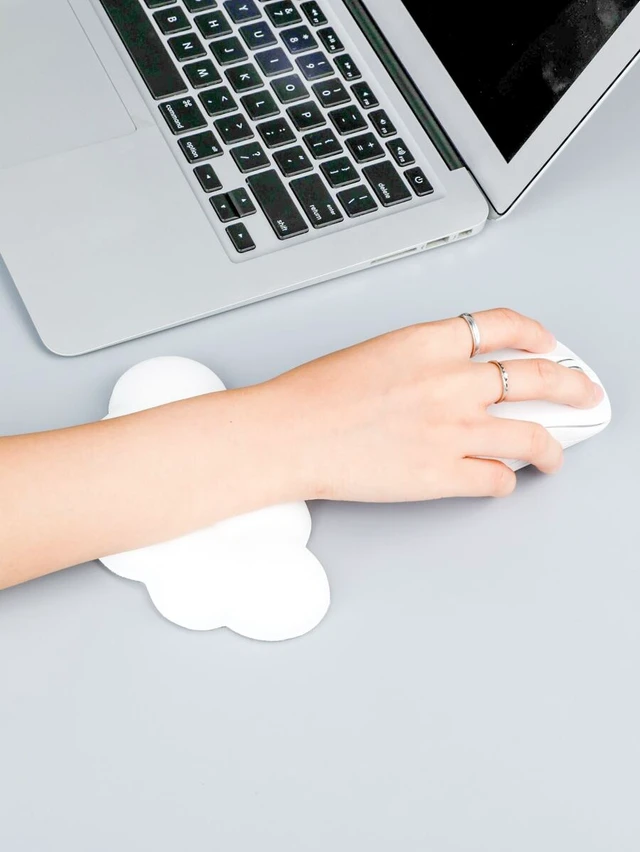 Alt view image 3 of 6 - Bks 2pcs Cloud Mouse Pad And Wrist Rest Set Non-skid Silicone Bottom Pu Surface For Office And Home Use