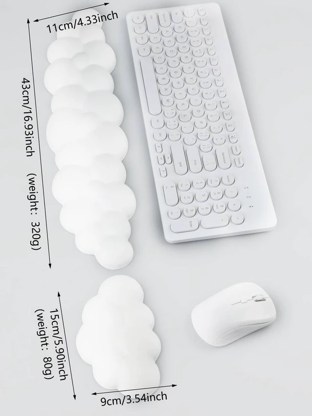 Alt view image 6 of 6 - Bks 2pcs Cloud Mouse Pad And Wrist Rest Set Non-skid Silicone Bottom Pu Surface For Office And Home Use