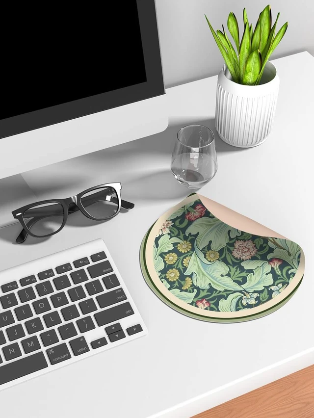 Alt view image 2 of 3 - Bks Flower Print PU Leather Mouse Pad One Size Multicolor Non-Slip Gaming Surface pc