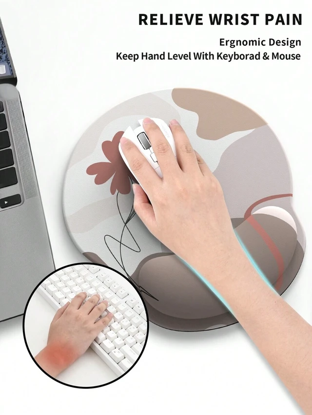 Alt view image 2 of 5 - Bks Thick Palm Support Mouse Pad For Laptop Desktop Gaming Morandi Flower