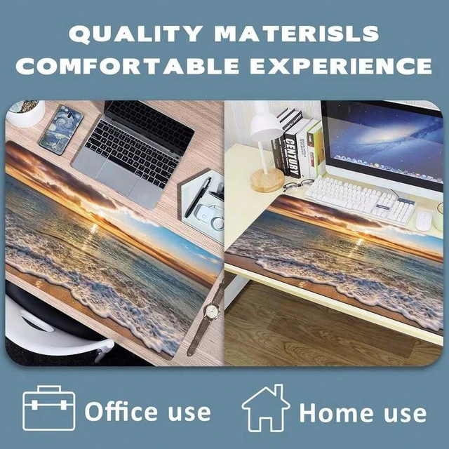 Alt view image 5 of 7 - Bks Large Extended Gaming Mouse Pad Ocean Beach Sunrise Desk Mat Stitched Edges Non-Slip Rubber Base Keyboard Pad For Laptop PC 35.4 X 15.7 Inches