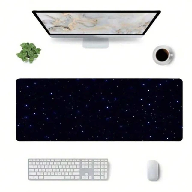 Alt view image 3 of 7 - Bks Starry Sky Pattern Mouse Pad, Rectangular Gaming Mouse Pad, Durable Stitched Edge Non-Slip Rubber Mouse Pad 23.6x13.8in(60x35cm) Shortcuts Mouse Pad