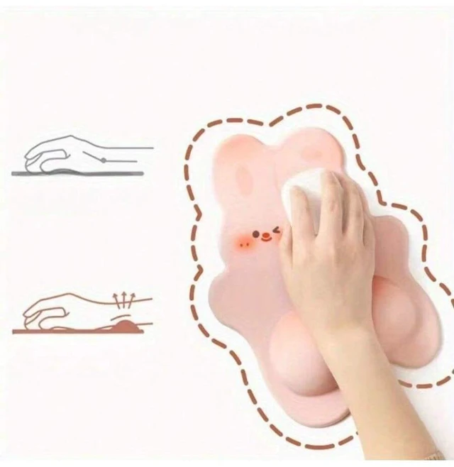 Alt view image 3 of 7 - Bks Ergonomic Rabbit Mouse Pad Gel Wrist Support Anti-Slip Base Smooth Surface for Office Gaming Laptops Desktops
