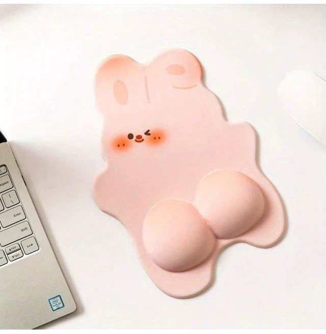 Alt view image 5 of 7 - Bks Ergonomic Rabbit Mouse Pad Gel Wrist Support Anti-Slip Base Smooth Surface for Office Gaming Laptops Desktops
