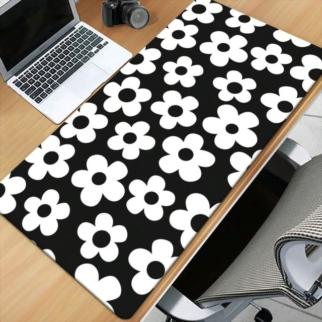 Alt view image 3 of 7 - Bks Large XXL Gaming Mouse Pad Desk Mat Black White Floral Non-Slip Extended Keyboard Surface Smooth Texture for PC Office Setup
