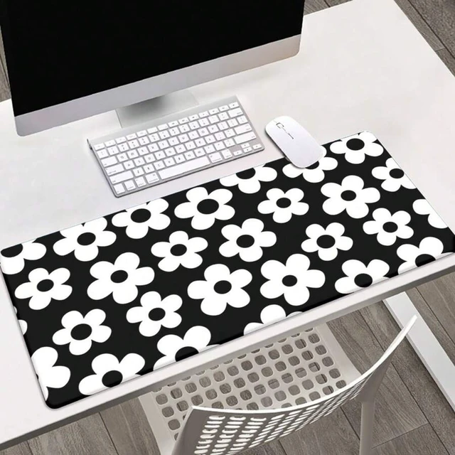 Alt view image 6 of 7 - Bks Large XXL Gaming Mouse Pad Desk Mat Black White Floral Non-Slip Extended Keyboard Surface Smooth Texture for PC Office Setup