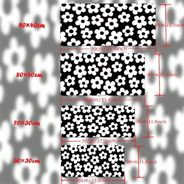 Alt view image 5 of 7 - Bks Large XXL Gaming Mouse Pad Desk Mat Black White Floral Non-Slip Extended Keyboard Surface Smooth Texture for PC Office Setup