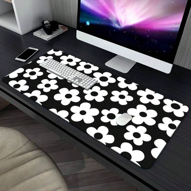 Alt view image 7 of 7 - Bks Large XXL Gaming Mouse Pad Desk Mat Black White Floral Non-Slip Extended Keyboard Surface Smooth Texture for PC Office Setup