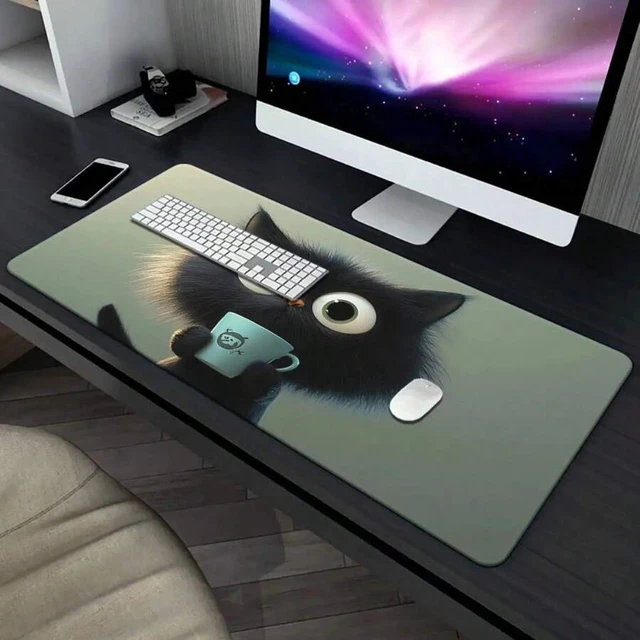 Alt view image 7 of 7 - Bks Black Cat Pattern Desk Mat, XXL Mouse Pad for Gaming Keyboard, Office Computer Gamer Desk Mat, Rubber Non-Slip Base