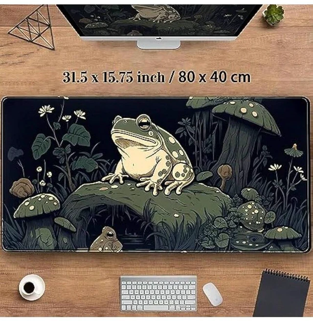 Alt view image 4 of 5 - Bks XXL Extended Gaming Mouse Pad Beige Retro Boho Desk Mat 31.5x15.75 Inch Non Slip Surface for Office Work and Laptop