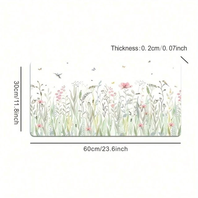 Alt view image 4 of 7 - Bks Floral Extended Gaming Mouse Pad, Non-Slip Rubber Base, Stitched Edges, Thick Large Computer Keyboard And Mouse Mat With High-Definition Botanical Design, Soft Waterproof Oblong Desk Pad For Work
