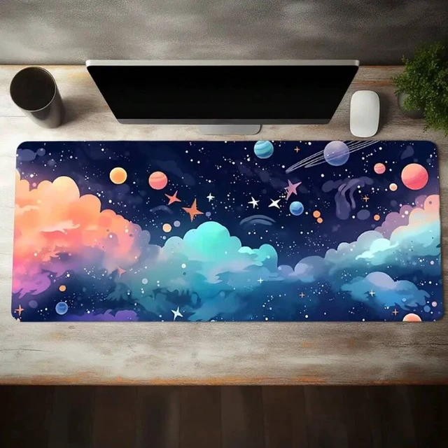 Alt view image 2 of 7 - Bks 60cm*35cm*3mm Large Anime Starry Sky Gaming Mouse Pad With Non-Slip Base - Washable Rubber Desk Mat For Office, Computer Keyboard, Perfect Birthday Gift For Men, Boys, And Teens
