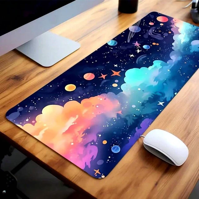 Alt view image 3 of 7 - Bks 60cm*35cm*3mm Large Anime Starry Sky Gaming Mouse Pad With Non-Slip Base - Washable Rubber Desk Mat For Office, Computer Keyboard, Perfect Birthday Gift For Men, Boys, And Teens