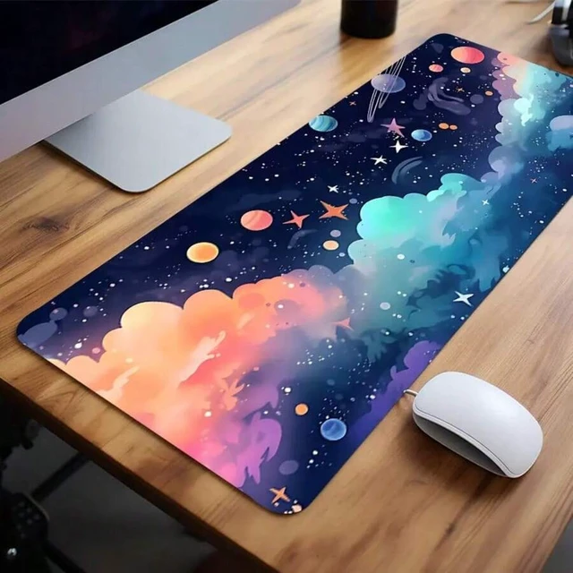 Alt view image 4 of 7 - Bks 60cm*35cm*3mm Large Anime Starry Sky Gaming Mouse Pad With Non-Slip Base - Washable Rubber Desk Mat For Office, Computer Keyboard, Perfect Birthday Gift For Men, Boys, And Teens