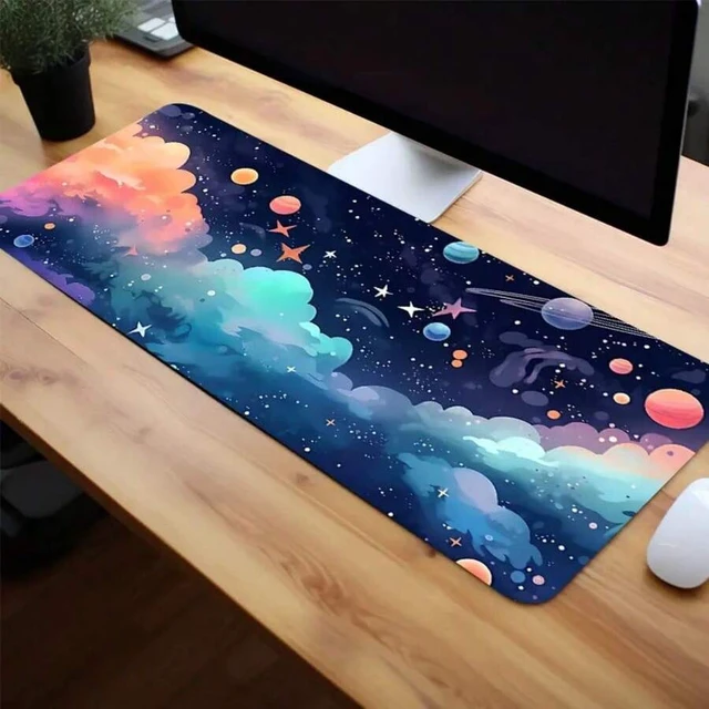 Alt view image 7 of 7 - Bks 60cm*35cm*3mm Large Anime Starry Sky Gaming Mouse Pad With Non-Slip Base - Washable Rubber Desk Mat For Office, Computer Keyboard, Perfect Birthday Gift For Men, Boys, And Teens
