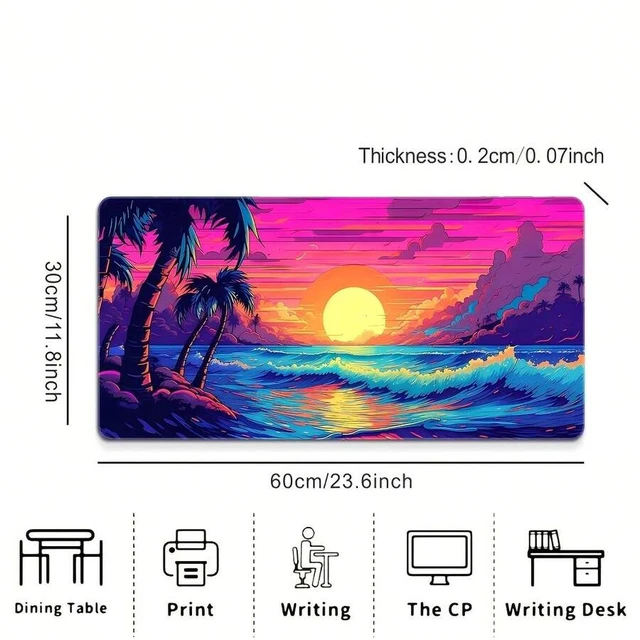 Alt view image 2 of 7 - Bks Large Seaside Scenery Mouse Pad, High-Definition Print, Non-Slip Rubber Base, Precision Stitched Edges, E-Sports Gaming Desk Mat for Desktop Office