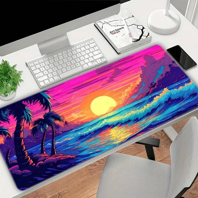 Alt view image 3 of 7 - Bks Large Seaside Scenery Mouse Pad, High-Definition Print, Non-Slip Rubber Base, Precision Stitched Edges, E-Sports Gaming Desk Mat for Desktop Office