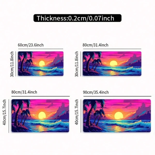 Alt view image 4 of 7 - Bks Large Seaside Scenery Mouse Pad, High-Definition Print, Non-Slip Rubber Base, Precision Stitched Edges, E-Sports Gaming Desk Mat for Desktop Office