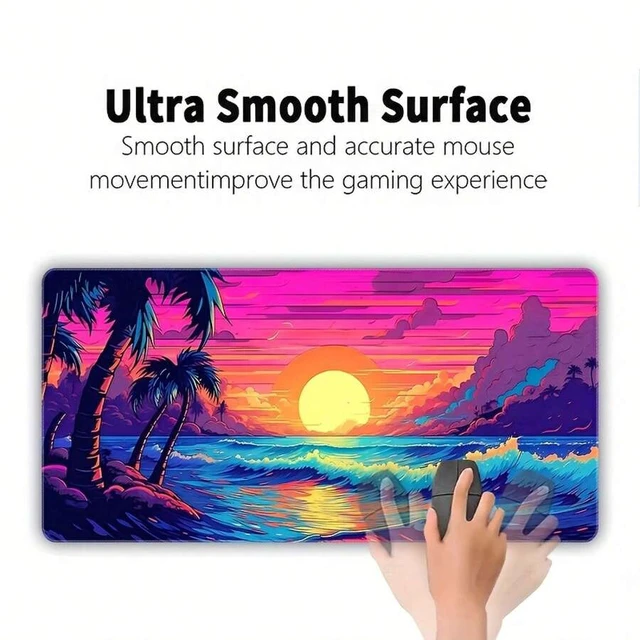 Alt view image 5 of 7 - Bks Large Seaside Scenery Mouse Pad, High-Definition Print, Non-Slip Rubber Base, Precision Stitched Edges, E-Sports Gaming Desk Mat for Desktop Office