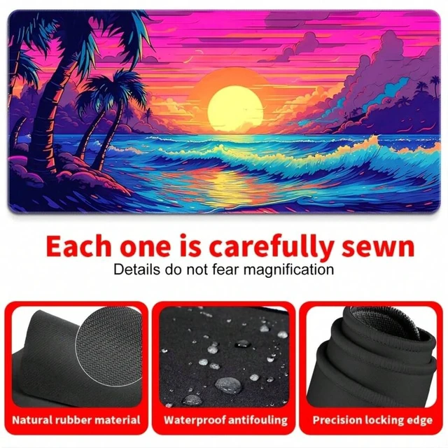 Alt view image 7 of 7 - Bks Large Seaside Scenery Mouse Pad, High-Definition Print, Non-Slip Rubber Base, Precision Stitched Edges, E-Sports Gaming Desk Mat for Desktop Office