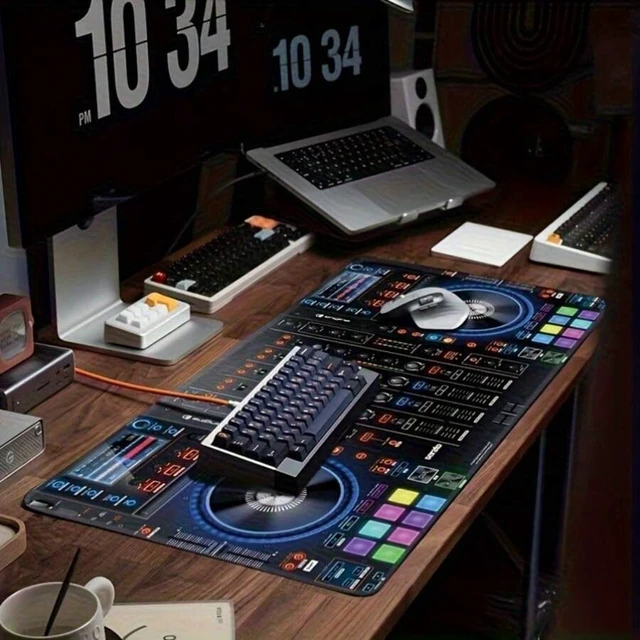 Alt view image 6 of 7 - Bks Large Gaming Mouse Pad Desk Mat for DJ Studio and Music Production, Non-Slip Rubber Base, Polyester Fiber Surface, 31.4x15.7 Inches