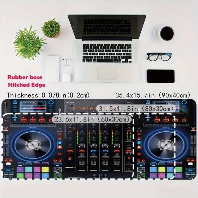 Alt view image 7 of 7 - Bks Large Gaming Mouse Pad Desk Mat for DJ Studio and Music Production, Non-Slip Rubber Base, Polyester Fiber Surface, 31.4x15.7 Inches