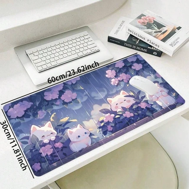 Alt view image 3 of 5 - Bks Large Rectangle Mouse Pad, Non-Slip Gaming Mousepad, Cat Pattern Desk Mat, Stitched Edges for Office Home