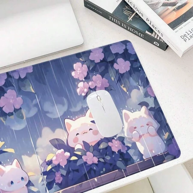 Alt view image 4 of 5 - Bks Large Rectangle Mouse Pad, Non-Slip Gaming Mousepad, Cat Pattern Desk Mat, Stitched Edges for Office Home