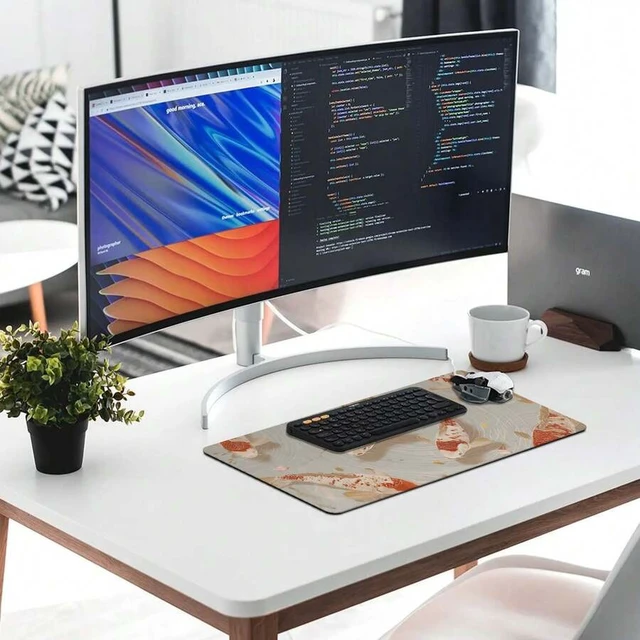 Alt view image 2 of 6 - Bks Extended XL Mouse Pad Japanese Koi Fish Design Non-Slip Gaming Desk Mat For Computer Laptop