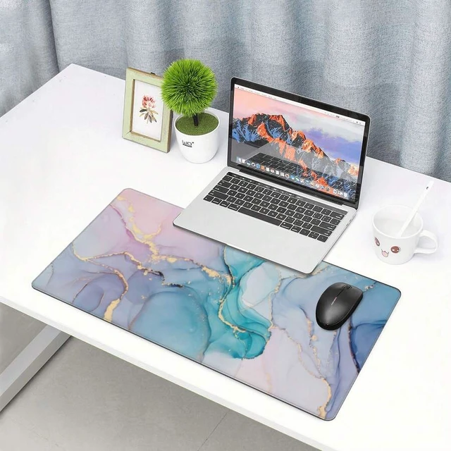 Alt view image 5 of 7 - Bks Large Mouse Pad Aesthetic Design Art Desk Mat Office Accessories With Stitched Edge Non-Slip Rubber Base Keyboard Pad 31.5x12 Inch E-Sports Gaming Mouse Pad