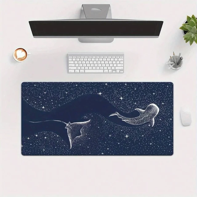 Main image of Bks XXL Whale Shark Desk Mat - Starry Sky Gaming Mouse Pad, Durable Rubber Base, Large Keyboard Surface for Office and Home