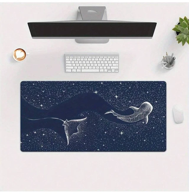 Alt view image 2 of 7 - Bks XXL Whale Shark Desk Mat - Starry Sky Gaming Mouse Pad, Durable Rubber Base, Large Keyboard Surface for Office and Home