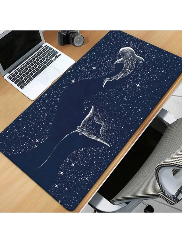 Alt view image 4 of 7 - Bks XXL Whale Shark Desk Mat - Starry Sky Gaming Mouse Pad, Durable Rubber Base, Large Keyboard Surface for Office and Home